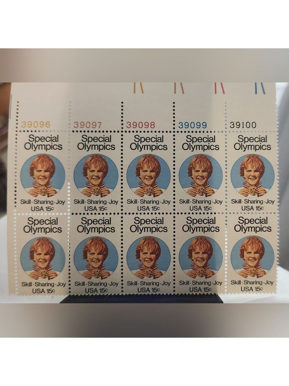 USA 15 Cent Stamps Block of 10 SPECIAL OLYMPICS Scott Number 1788